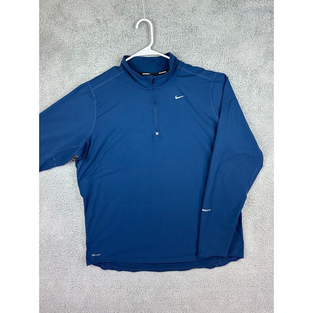 Nike Running 1/4 Zip Pullover Mens XL Blue Dri-FIT Element Reflective Jogging